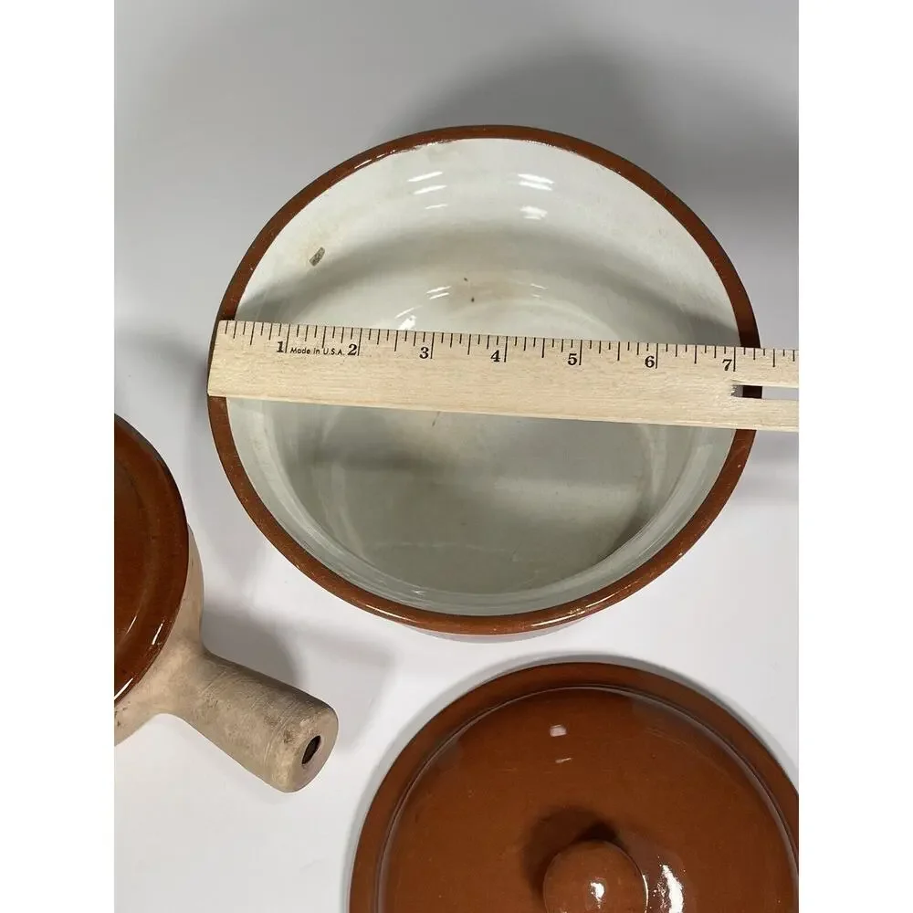 2 Set Cooking Pots - 1 Vallauris French Pottery Rustic Clay Pot + 1‎ Casserole